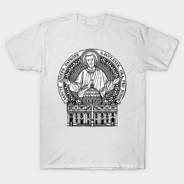 St. Joseph Patron of the Church (Version 2) - White Bkg T-Shirt by DeoGratias